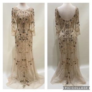 Aidan Mattox MOB 3D beaded 3/4 sleeves mermaid long gown